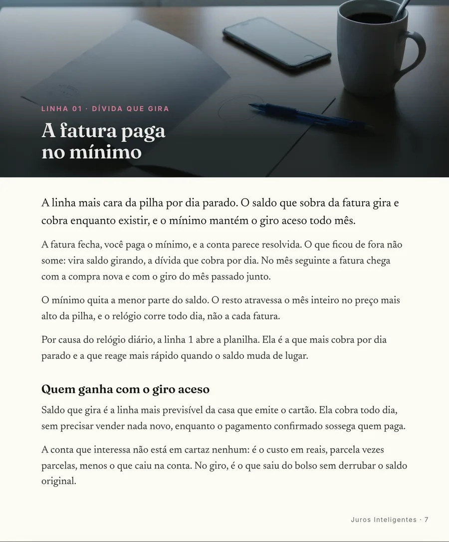 Página real do guia: Abertura de linha
